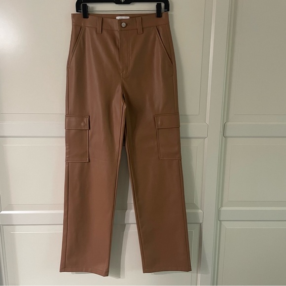 PISTOLA Cassie Brown Faux-Leather Cargo Pants 20981 - Picture 2 of 11